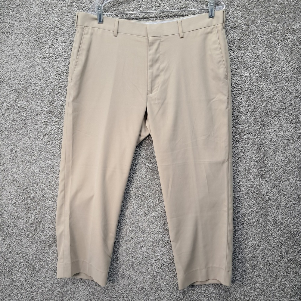 PGA‎ TOUR Mens Tan Khaki Performance Golf Pants 36x29 Stretch Flat Front PR3943